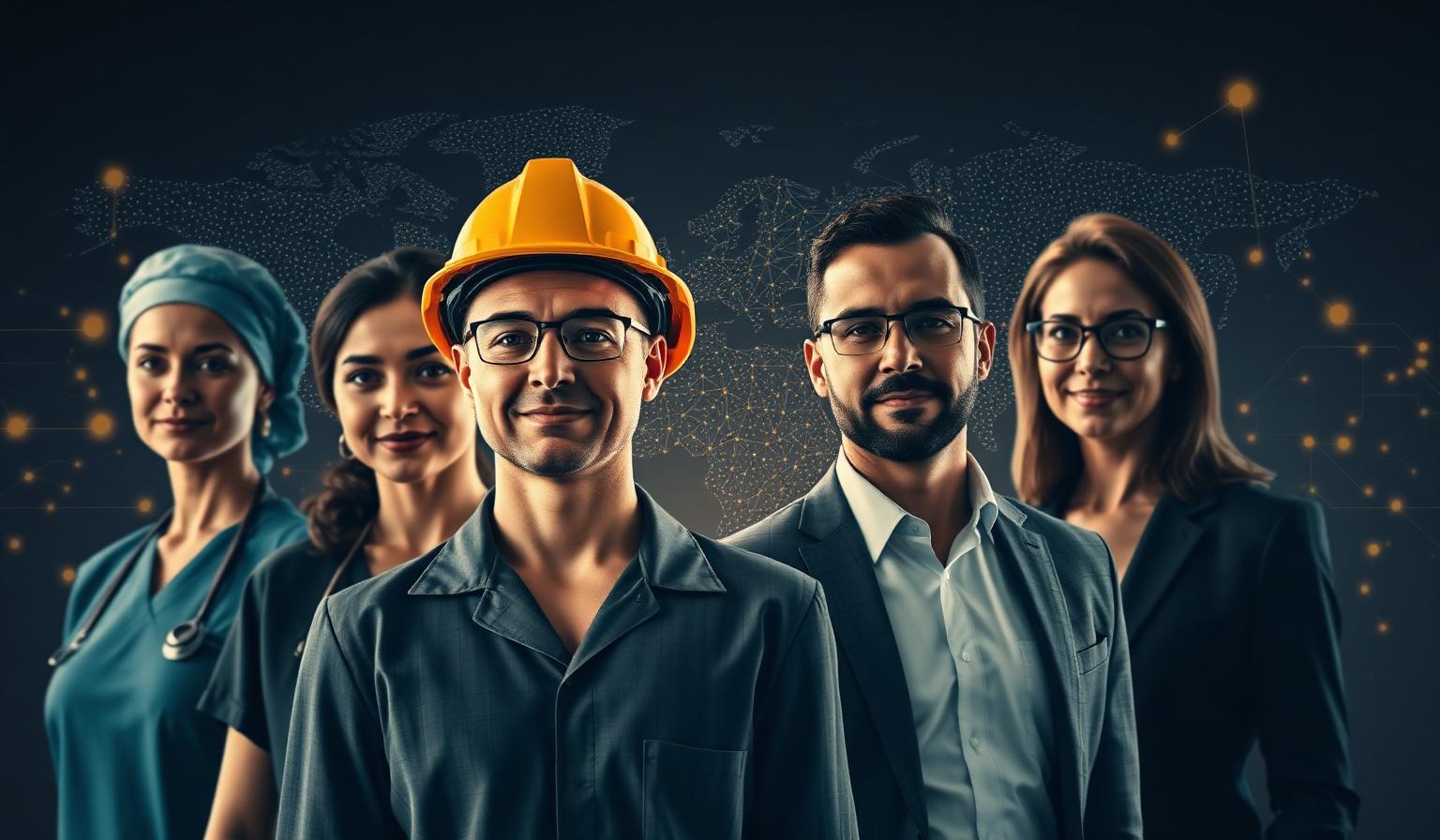 Global workforce — healthcare, engineering, technology professionals